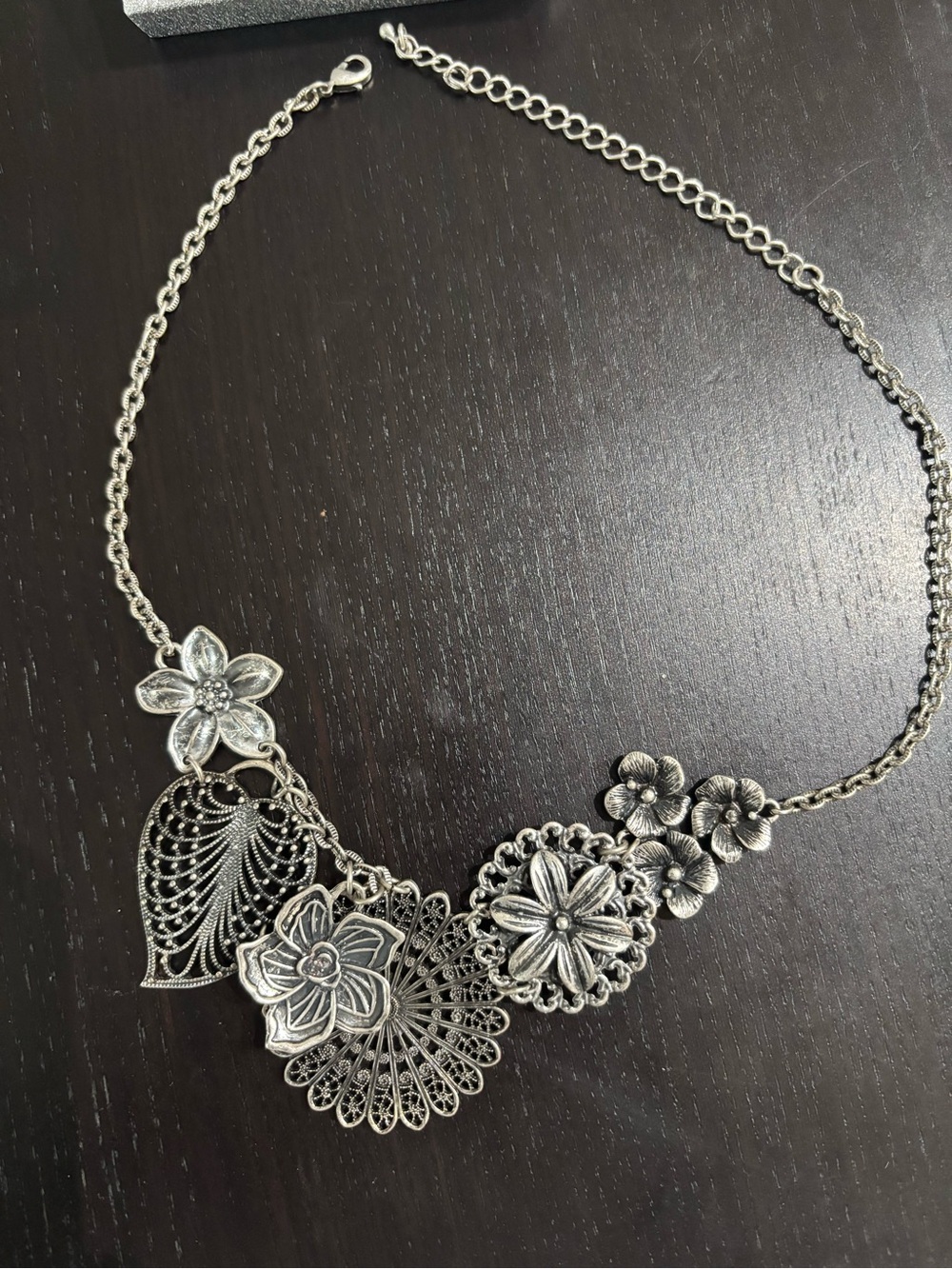 Floral Statement Necklace in Silver - Elegant Women's Jewelry - Premier Designs